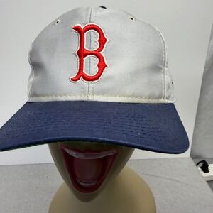 VINTAGE Boston Red Sox Hat Cap Snapback Gray Red Plain Logo MLB Youngan Grosscap